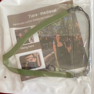 Handmade Medieval Leather Tiara in Olive Green